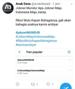 Heboh Tagar Jokowi Mundur Sampai Trending di twitter