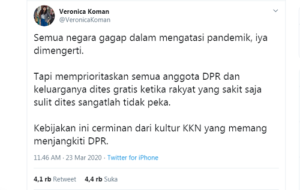 Anggota DPR RI dan Keluarga Akan Jalani Tes Virus Corona Jadi Trending Topik, Netter Anggap Wakil Rakyat Tak Peka 