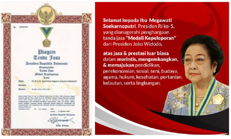 Presiden Jokowi Berikan Penghargaan Medali Kepeloporan Kepada Megawati Soekarnoputri